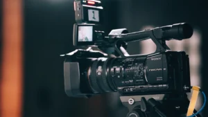 close up of a video camera